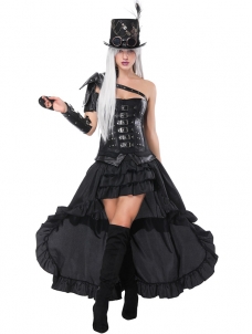 Steampunk Faux Leather Buckle Corset Dress 