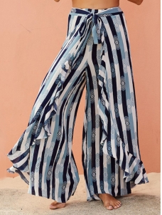 Stripe High Waist Women Wide Leg Pants