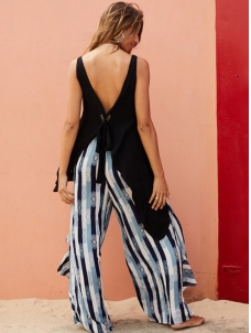 Stripe High Waist Women Wide Leg Pants
