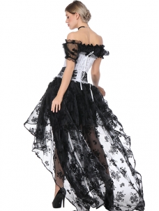 Transparent Lace Irregular Overbust Corset Dress