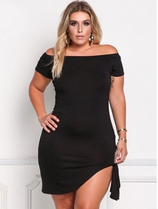 XL-3XL Sexy Slit Plus Size Dresses Black