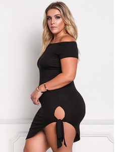 XL-3XL Sexy Slit Plus Size Dresses Black