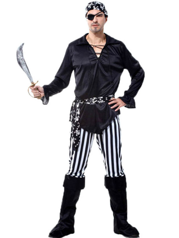Men Cosplay One-eyed Caribbean Pirate Costume