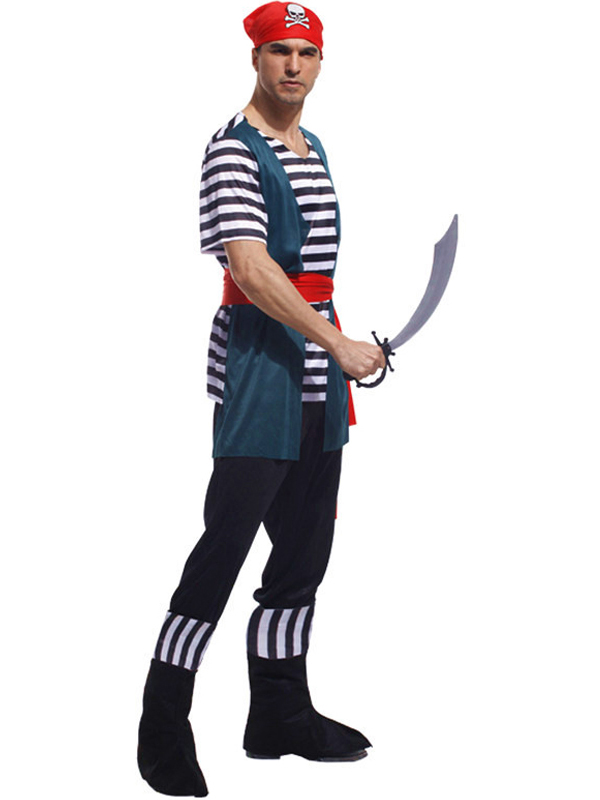 Men Cosplay Pirate Costume With Hat