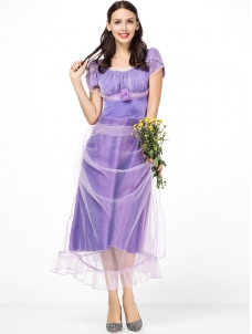 Elegant Women Purple Dress Costume