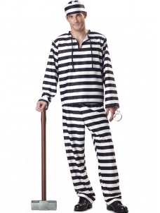 Men Stripe Prison Uniform Cosplay Costume