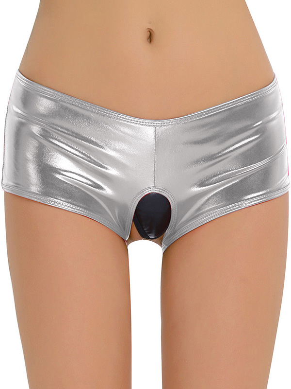 Ladies Briefs Thong Mid Waist Panties Silver