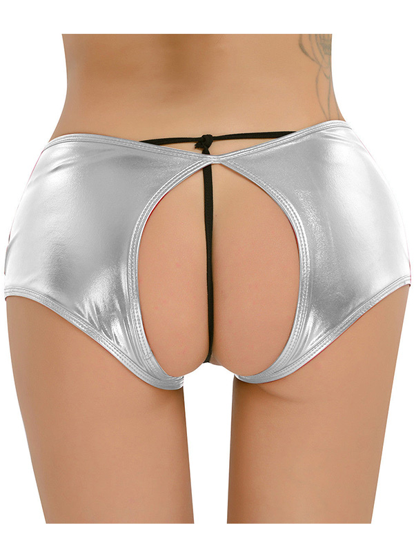 Ladies Briefs Thong Mid Waist Panties Silver