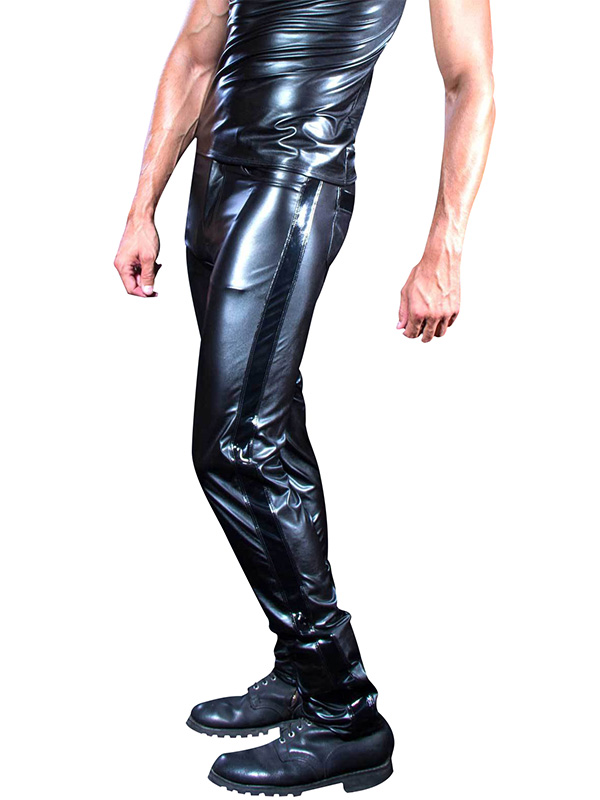 Men Sexy Vinyl Leather Long Pants