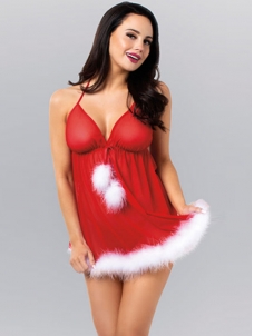Fancy Strap Backless Christmas Lingerie