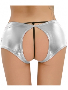 Ladies Briefs Thong Mid Waist Panties Silver