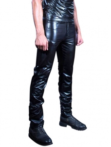 Men Sexy Vinyl Leather Long Pants