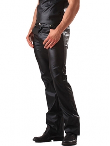 Men Wet Look Vinyl Leather Long Pants