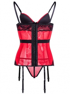 Sexy Women Straps Lace Bustier Red