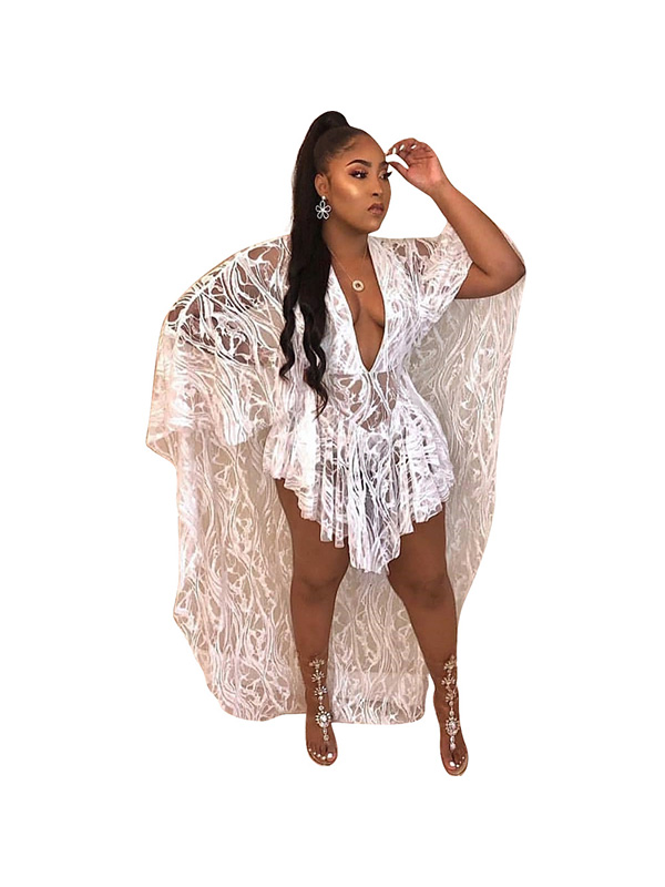 Black White Women Lace Summer Beach Salon