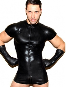 Men Sexy Vinyl Bodysuit