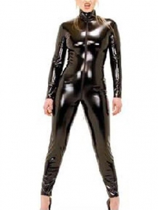 Front Zipper Vinyl Jumpsuit 
