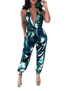 Summer Halter Backless Women Sexy Jumpsuit