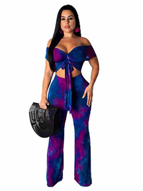 Astonishing Off Shoulder Knot High Waist Wide Leg Jumpsuit