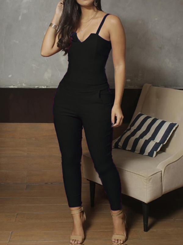 Women Strap Black Red Blue Green Jumpsuit