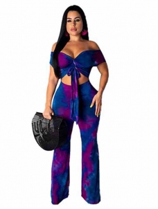 Astonishing Off Shoulder Knot High Waist Wide Leg Jumpsuit