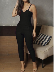 Women Strap Black Red Blue Green Jumpsuit