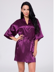 Wrist Sleeve Length Frill Satin Gown With Belt