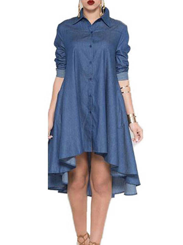 Casual Long Sleeve Denim Women Dress