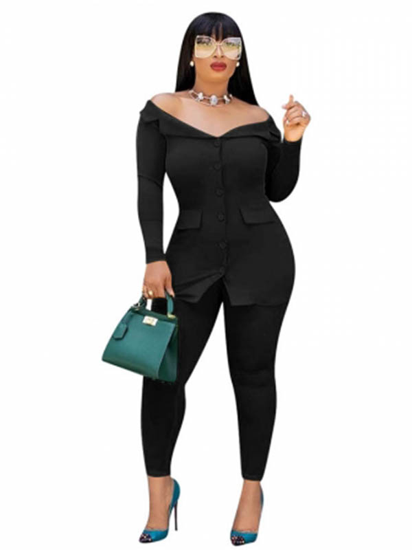 Sexy Plain Ankle Length Single-Breasted Two Piece Sets