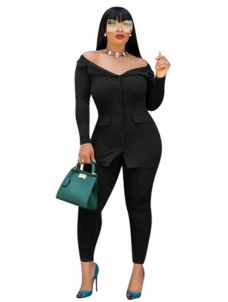 Sexy Plain Ankle Length Single-Breasted Two Piece Sets