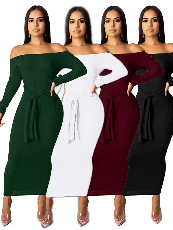 Off Shoulder Long SLeeve Maxi Dress