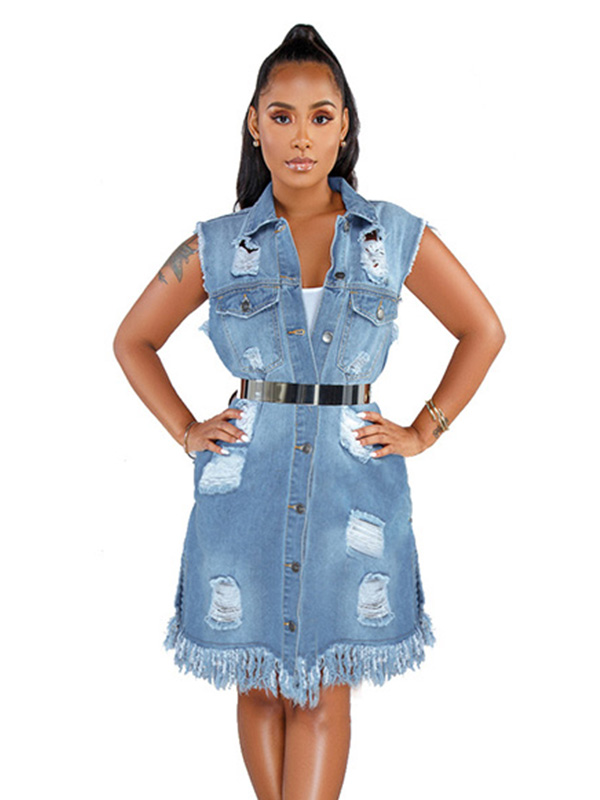 Women Denim Midi Dress