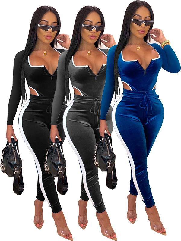 Women Long Sleeve High Waist Jumpsuit