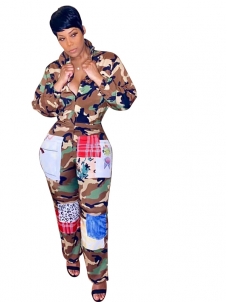 Camouflage Women Long Sleeve Jumpsuit