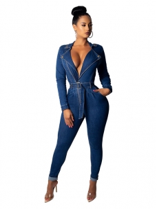 Denim Jumpsuit Women Long Sleeve