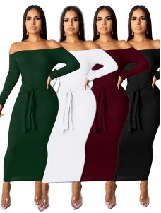 Off Shoulder Long SLeeve Maxi Dress