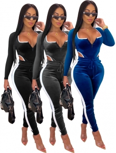 Women Long Sleeve High Waist Jumpsuit