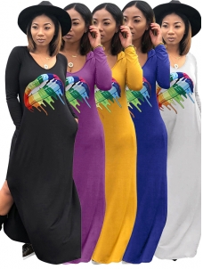 Women Long Sleeve Maxi Dress With Hat