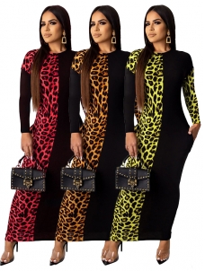 Women O Neck Long Sleeve Maxi Dress