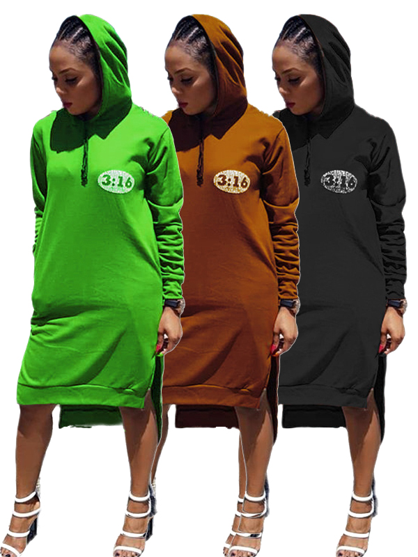 Women Long Sleeve Maxi Dress With Hat