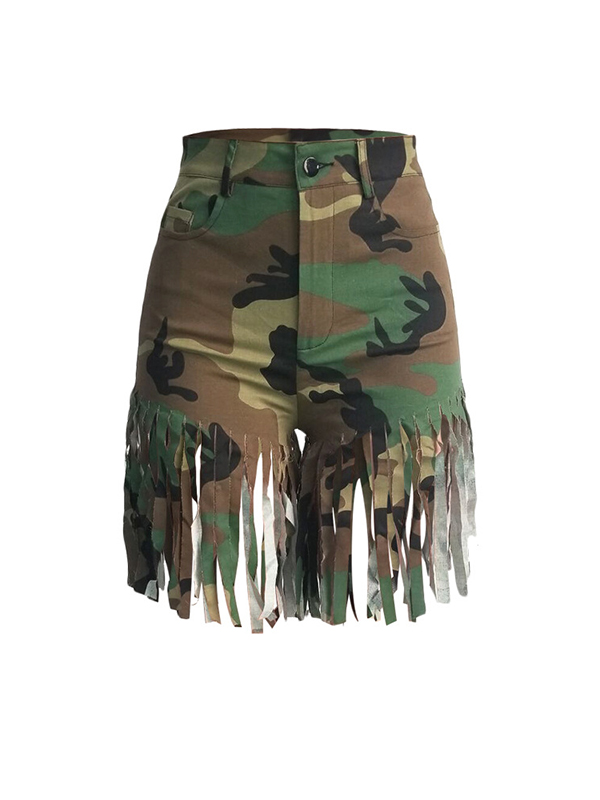 Women Tassel Camouflage Skirt