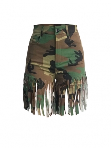 Women Tassel Camouflage Skirt