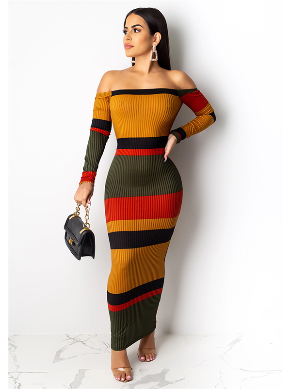 Women Backlesss Off Shoulder Maxi Dress