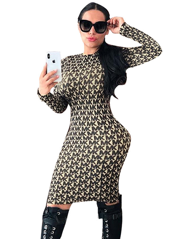 Women Long Sleeve Midi Dress