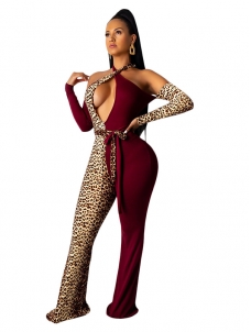 Women Deep V Neck Long Sleeve Jumpsuit