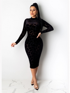 Women High Neck Midi Dress