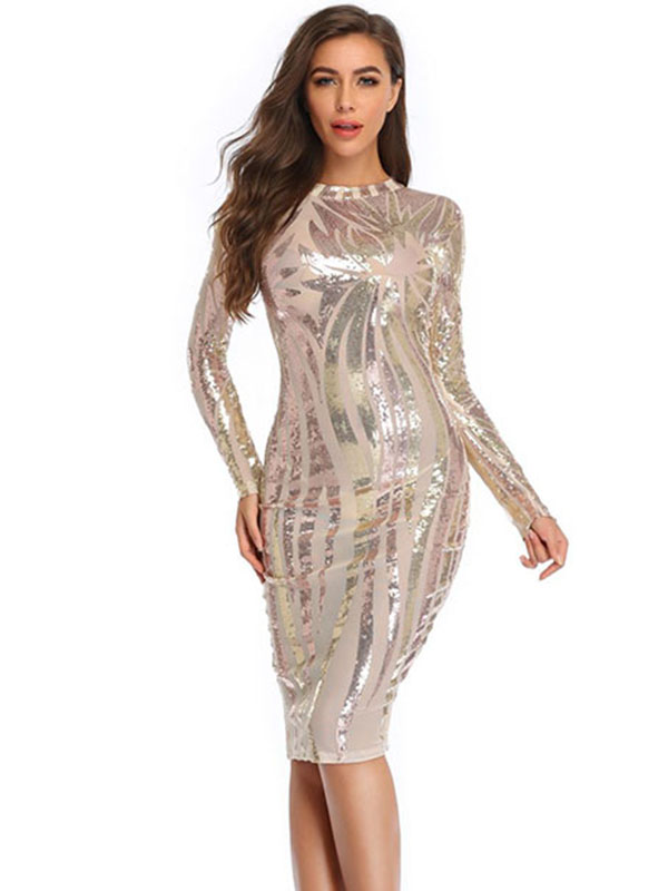 Women Long Sleeve Midi Dress