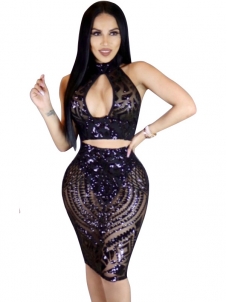 Women Halter Backless Midi Dress