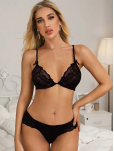 Lace Black Women Bra Set