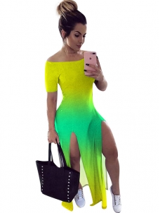 Yellow Off Shoulder Women Maxi Dress